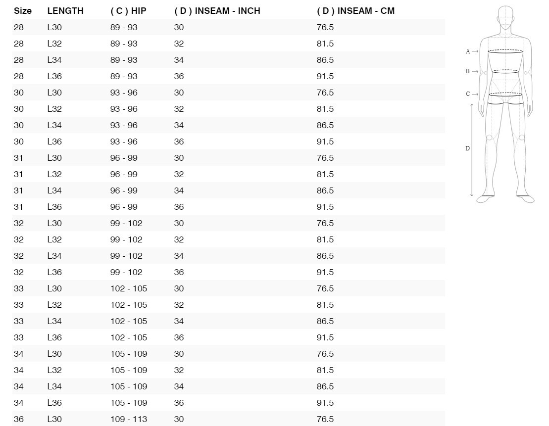 Foto: Size chart REV'IT!