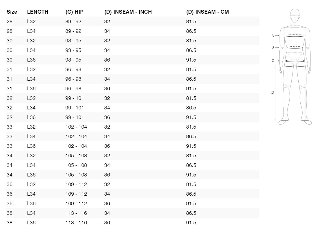 Foto: Size chart REV'IT!