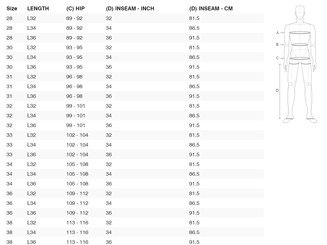 Foto: Size chart REV'IT!