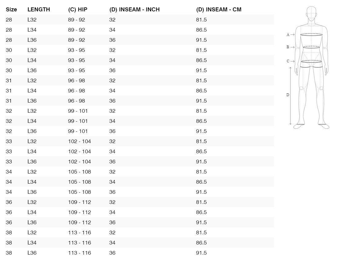 Foto: Size chart REV'IT!