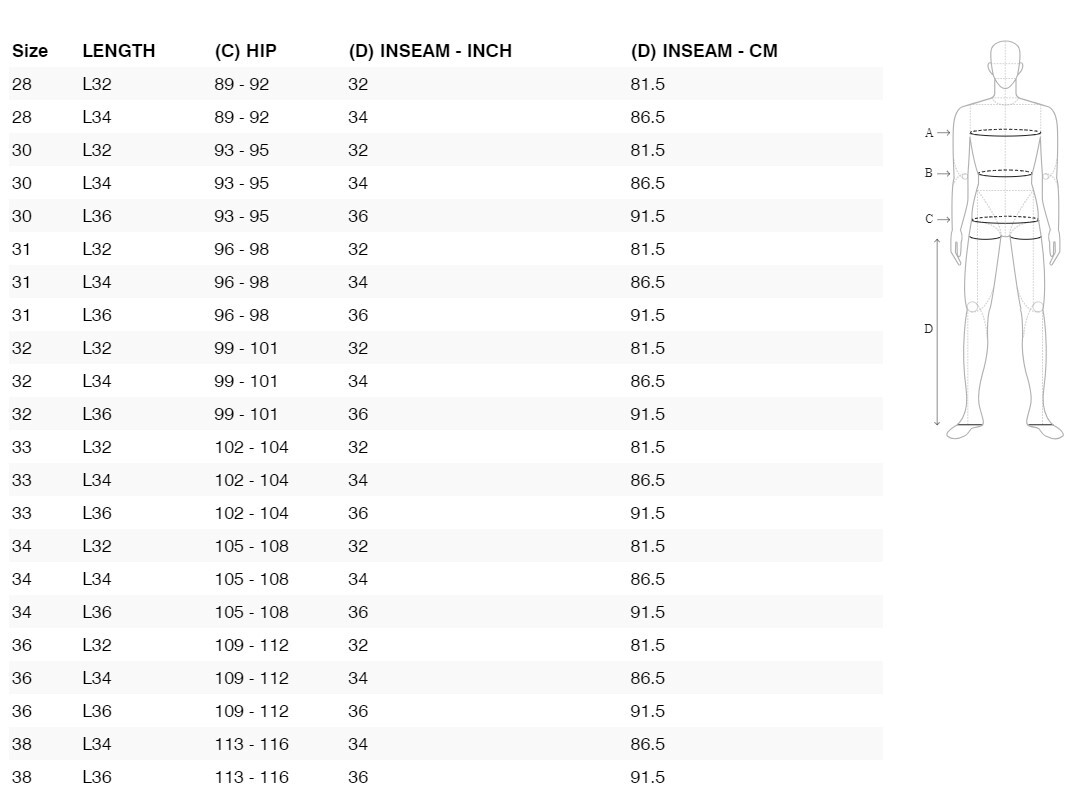 Foto: Size chart REV'IT!