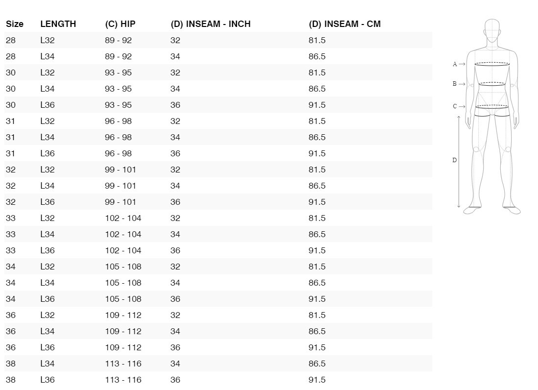 Foto: Size chart REV'IT!