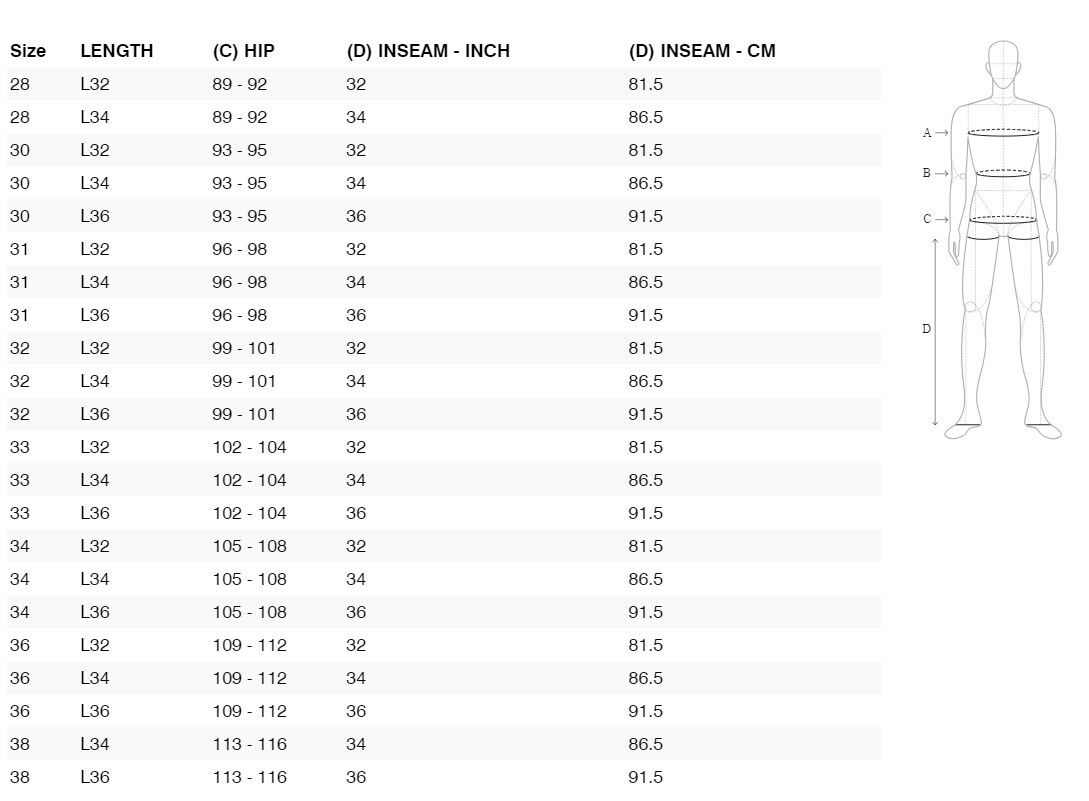 Foto: Size chart REV'IT!