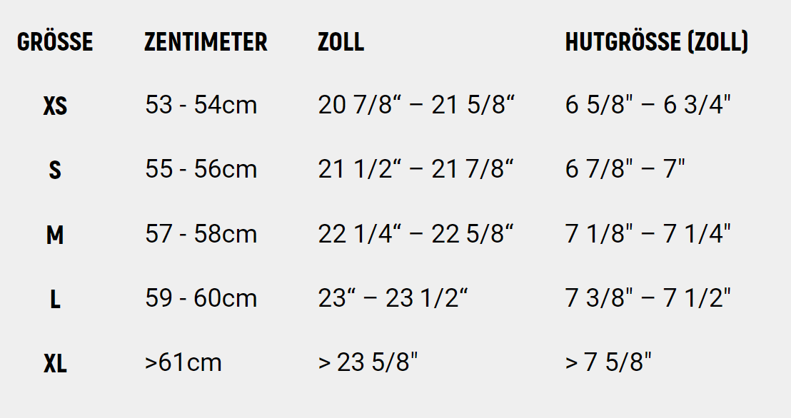 Foto: Size chart John Doe