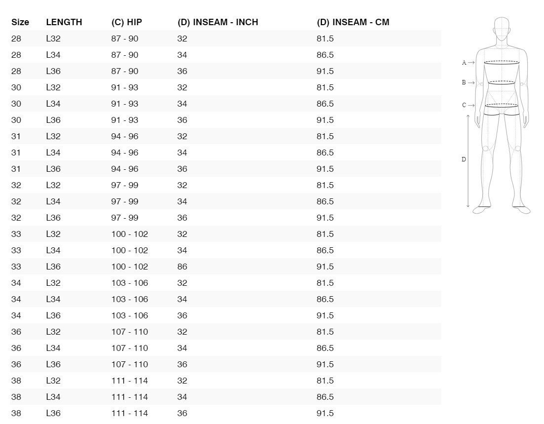 Foto: Size chart REV'IT!