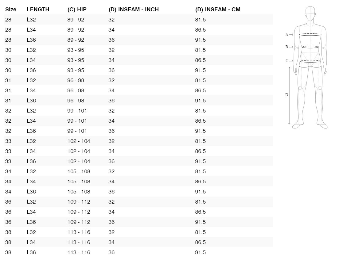 Foto: Size chart REV'IT!