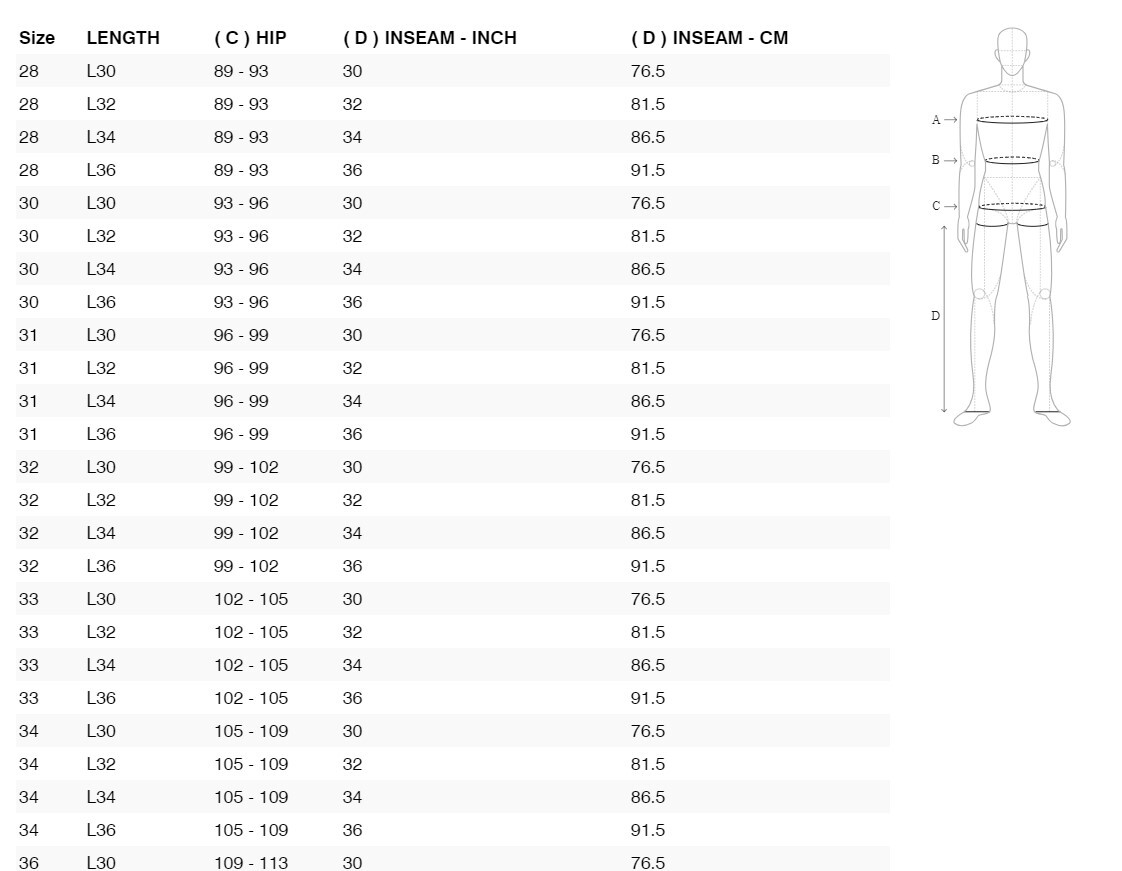 Foto: Size chart REV'IT!