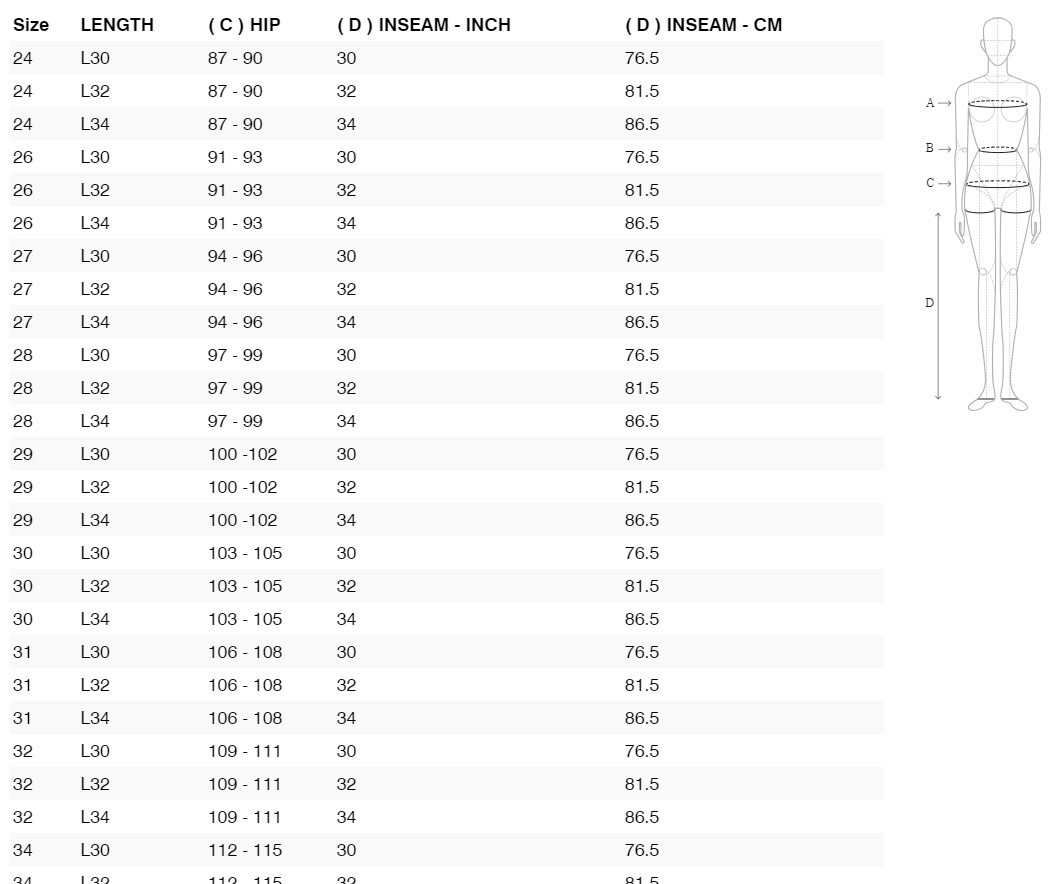 Foto: Size chart REV'IT!