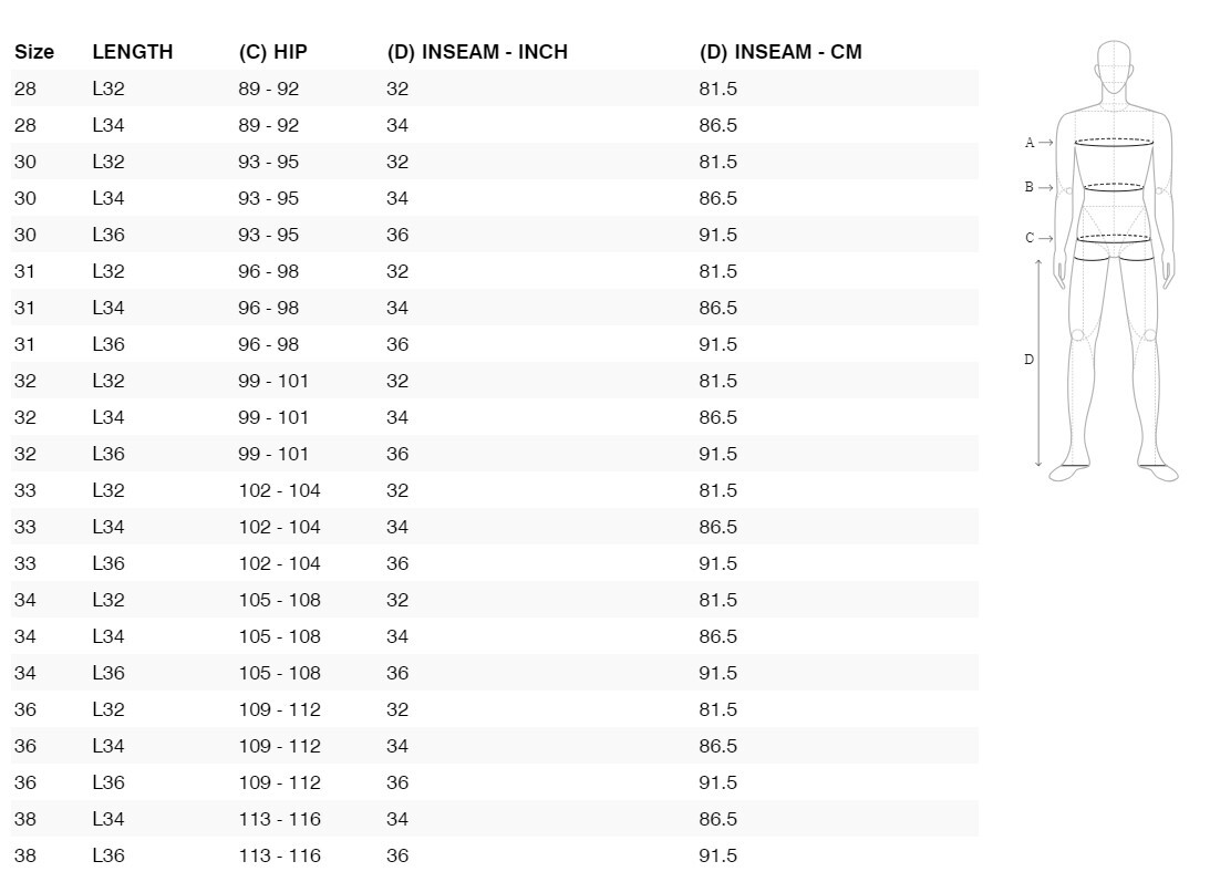 Foto: Size chart REV'IT!